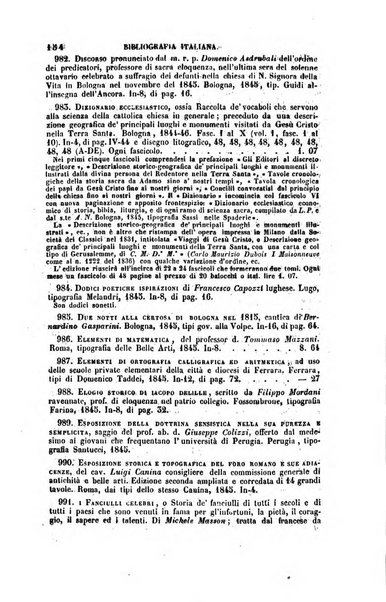 Bibliografia italiana, ossia elenco generale delle opere d'ogni specie e d'ogni lingua stampate in Italia e delle italiane pubblicate all'estero