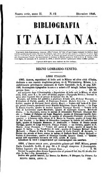 Bibliografia italiana, ossia elenco generale delle opere d'ogni specie e d'ogni lingua stampate in Italia e delle italiane pubblicate all'estero