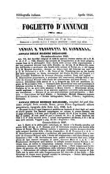 Bibliografia italiana, ossia elenco generale delle opere d'ogni specie e d'ogni lingua stampate in Italia e delle italiane pubblicate all'estero