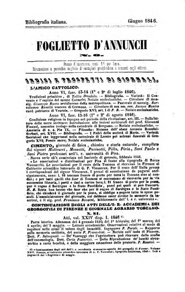 Bibliografia italiana, ossia elenco generale delle opere d'ogni specie e d'ogni lingua stampate in Italia e delle italiane pubblicate all'estero