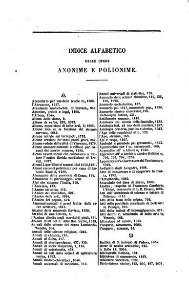 Bibliografia italiana, ossia elenco generale delle opere d'ogni specie e d'ogni lingua stampate in Italia e delle italiane pubblicate all'estero