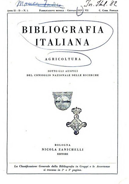 Bibliografia italiana. Gruppo D, Agricoltura