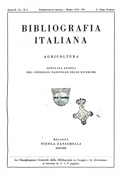 Bibliografia italiana. Gruppo D, Agricoltura