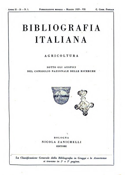 Bibliografia italiana. Gruppo D, Agricoltura