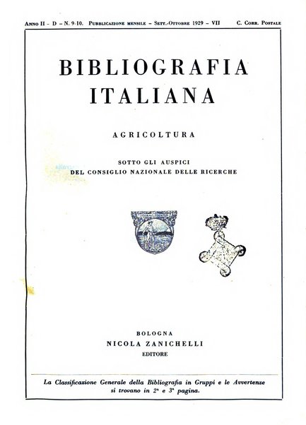 Bibliografia italiana. Gruppo D, Agricoltura