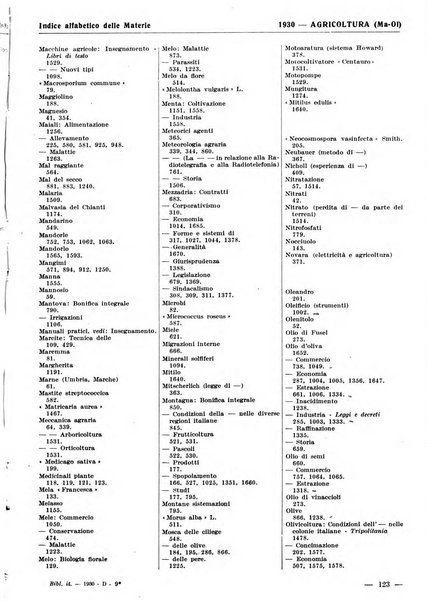 Bibliografia italiana. Gruppo D, Agricoltura