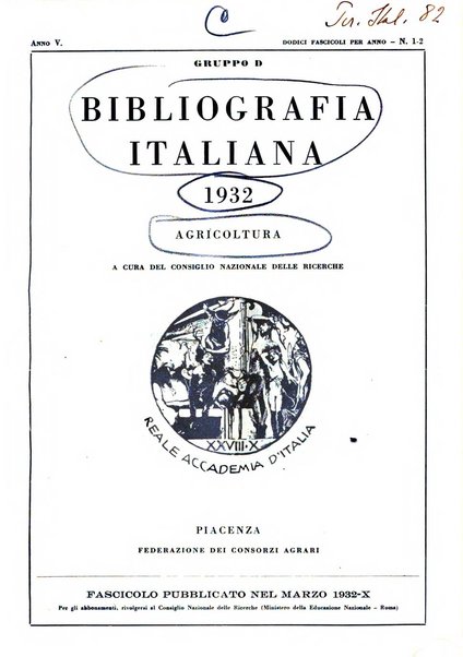 Bibliografia italiana. Gruppo D, Agricoltura