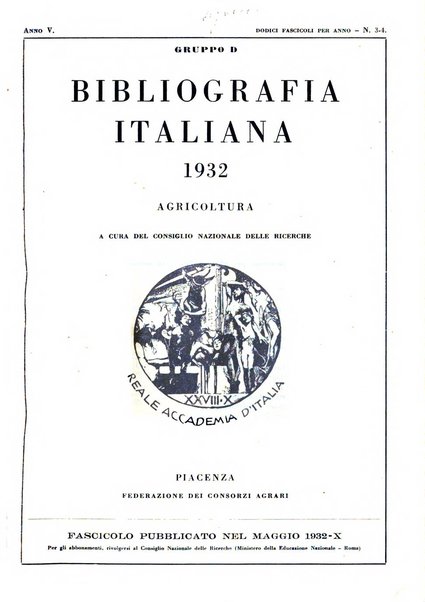 Bibliografia italiana. Gruppo D, Agricoltura