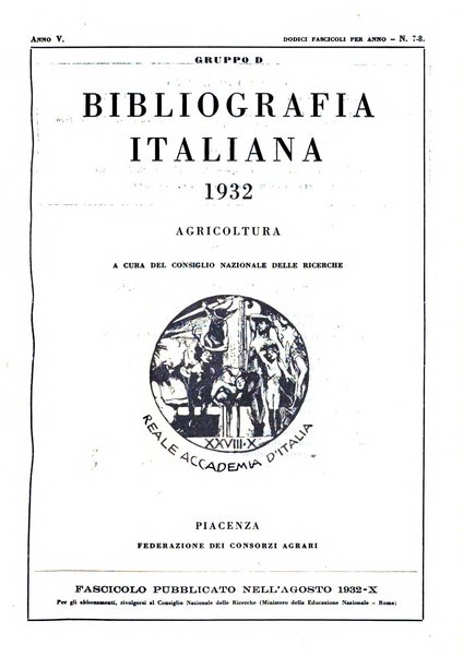 Bibliografia italiana. Gruppo D, Agricoltura