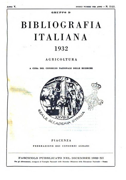 Bibliografia italiana. Gruppo D, Agricoltura