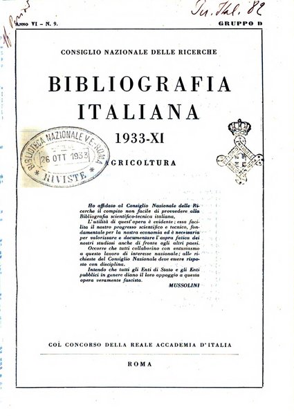 Bibliografia italiana. Gruppo D, Agricoltura