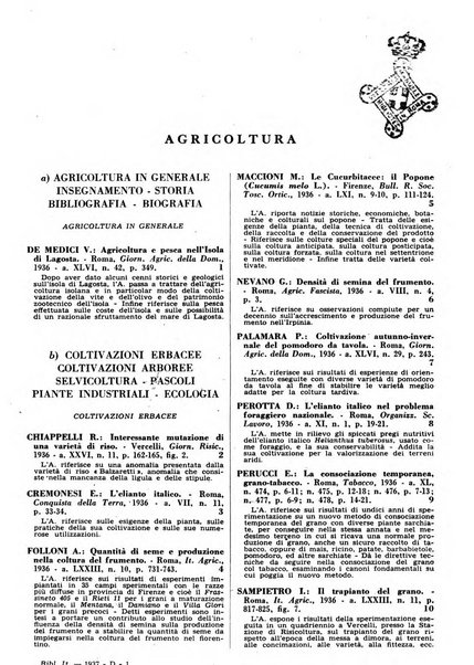 Bibliografia italiana. Gruppo D, Agricoltura