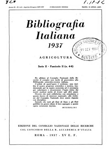 Bibliografia italiana. Gruppo D, Agricoltura