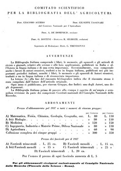 Bibliografia italiana. Gruppo D, Agricoltura