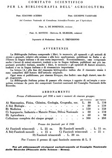 Bibliografia italiana. Gruppo D, Agricoltura