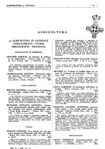 Bibliografia italiana. Gruppo D, Agricoltura