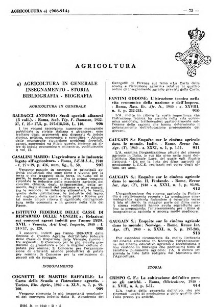 Bibliografia italiana. Gruppo D, Agricoltura