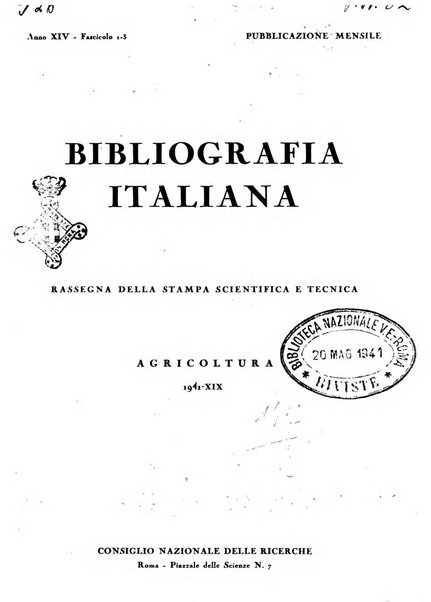 Bibliografia italiana. Gruppo D, Agricoltura