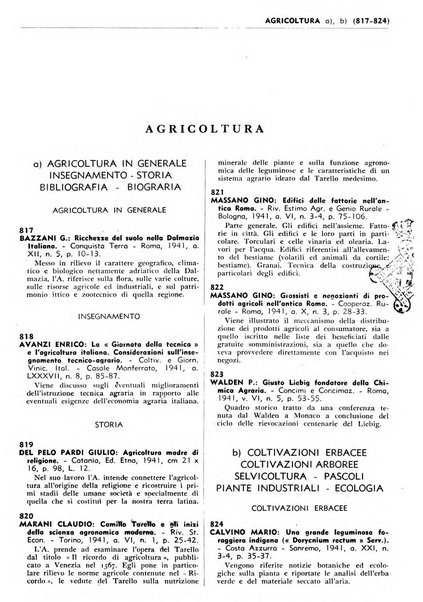 Bibliografia italiana. Gruppo D, Agricoltura