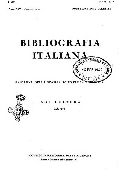 Bibliografia italiana. Gruppo D, Agricoltura