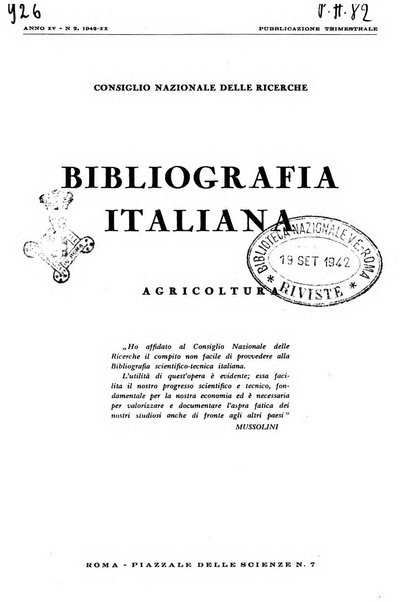 Bibliografia italiana. Gruppo D, Agricoltura