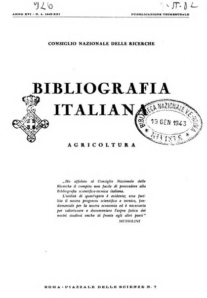 Bibliografia italiana. Gruppo D, Agricoltura