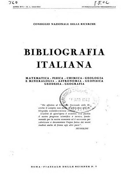 Bibliografia italiana. Gruppo D, Agricoltura