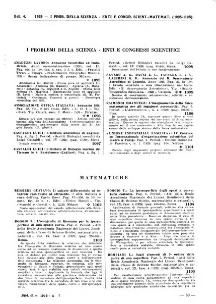 Bibliografia italiana. Gruppo A, Scienze matematiche, fisiche e biologiche, geografia