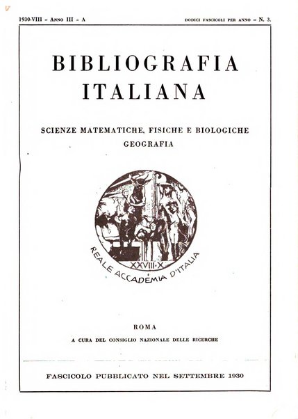 Bibliografia italiana. Gruppo A, Scienze matematiche, fisiche e biologiche, geografia