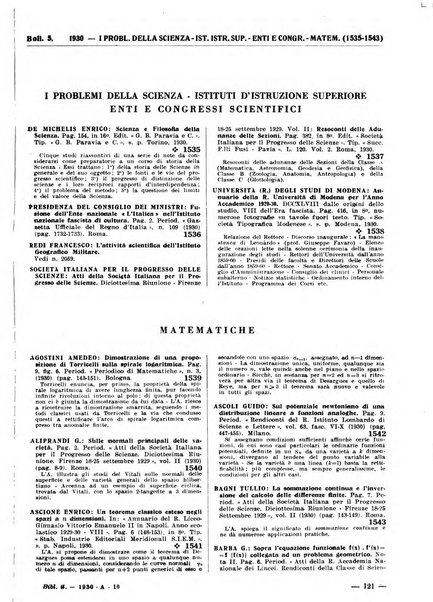 Bibliografia italiana. Gruppo A, Scienze matematiche, fisiche e biologiche, geografia