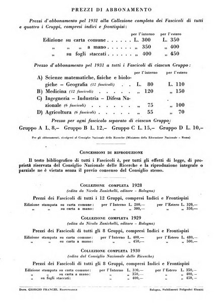 Bibliografia italiana. Gruppo A, Scienze matematiche, fisiche e biologiche, geografia