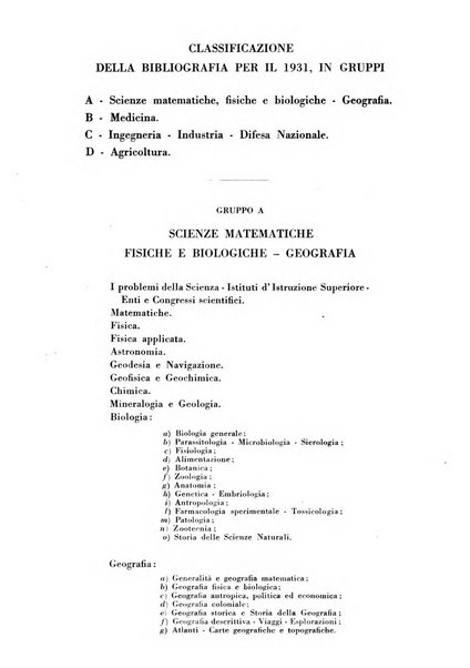 Bibliografia italiana. Gruppo A, Scienze matematiche, fisiche e biologiche, geografia