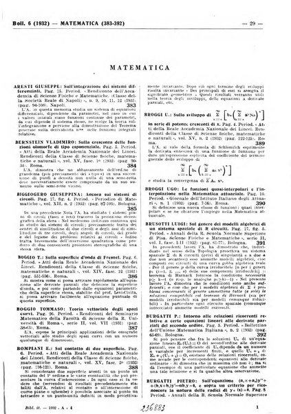 Bibliografia italiana. Gruppo A, Scienze matematiche, fisiche e biologiche, geografia