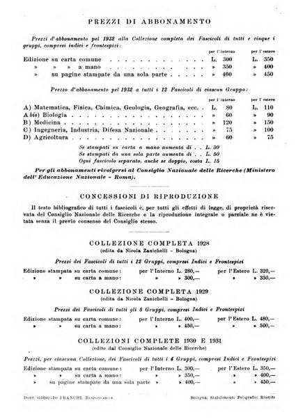 Bibliografia italiana. Gruppo A, Scienze matematiche, fisiche e biologiche, geografia