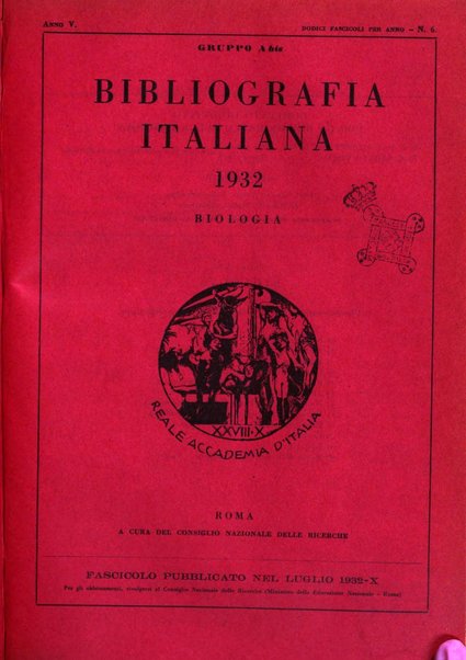 Bibliografia italiana. Gruppo A, Scienze matematiche, fisiche e biologiche, geografia