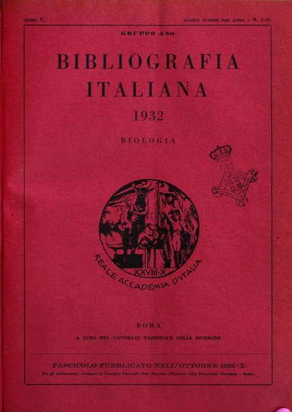 Bibliografia italiana. Gruppo A, Scienze matematiche, fisiche e biologiche, geografia