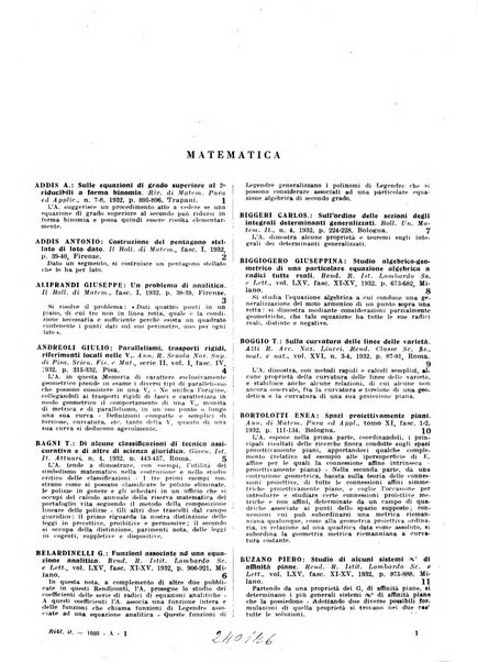 Bibliografia italiana. Gruppo A, Scienze matematiche, fisiche e biologiche, geografia