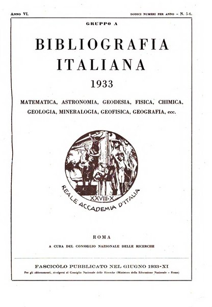 Bibliografia italiana. Gruppo A, Scienze matematiche, fisiche e biologiche, geografia