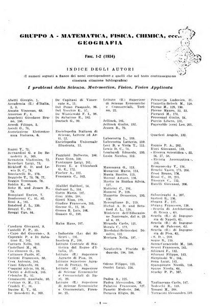 Bibliografia italiana. Gruppo A, Scienze matematiche, fisiche e biologiche, geografia