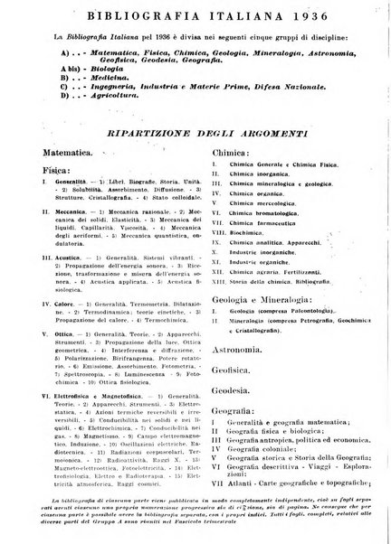 Bibliografia italiana. Gruppo A, Scienze matematiche, fisiche e biologiche, geografia