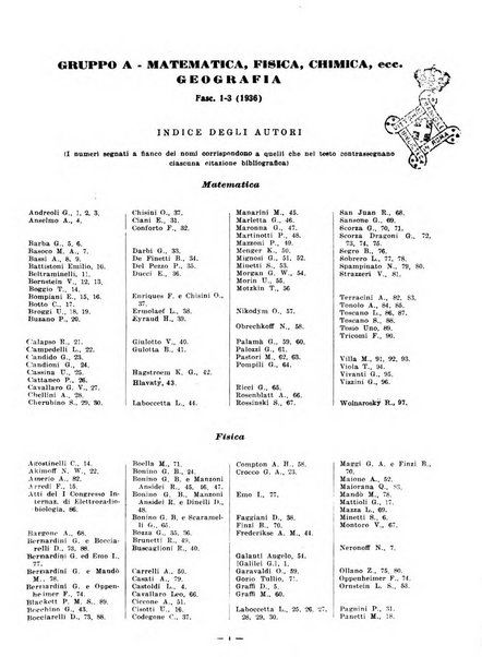 Bibliografia italiana. Gruppo A, Scienze matematiche, fisiche e biologiche, geografia