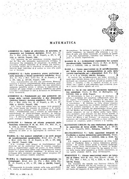 Bibliografia italiana. Gruppo A, Scienze matematiche, fisiche e biologiche, geografia