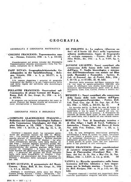 Bibliografia italiana. Gruppo A, Scienze matematiche, fisiche e biologiche, geografia