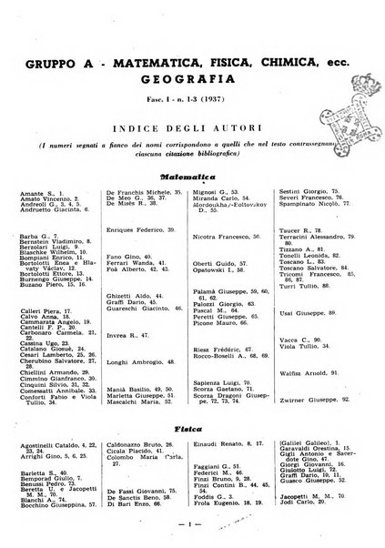 Bibliografia italiana. Gruppo A, Scienze matematiche, fisiche e biologiche, geografia