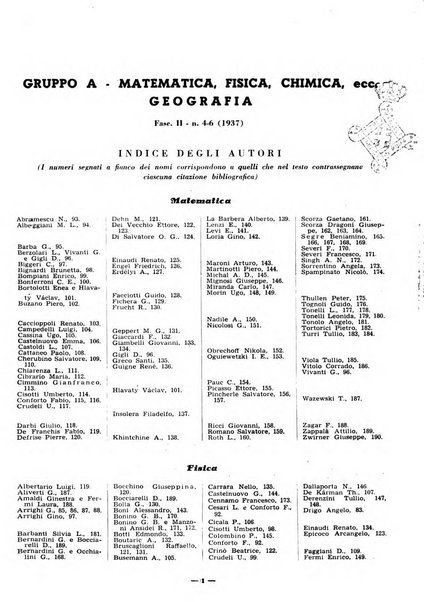 Bibliografia italiana. Gruppo A, Scienze matematiche, fisiche e biologiche, geografia