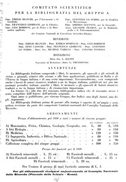 Bibliografia italiana. Gruppo A, Scienze matematiche, fisiche e biologiche, geografia