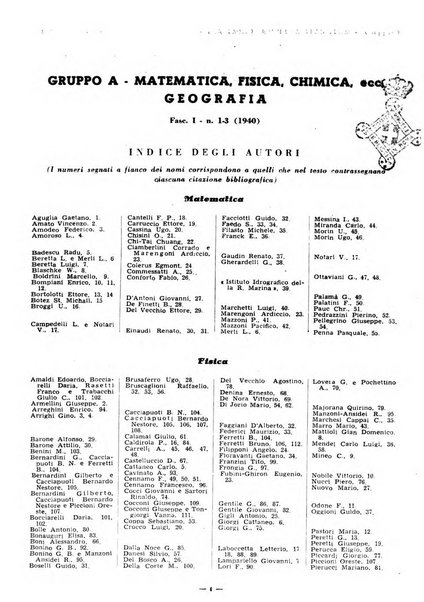 Bibliografia italiana. Gruppo A, Scienze matematiche, fisiche e biologiche, geografia