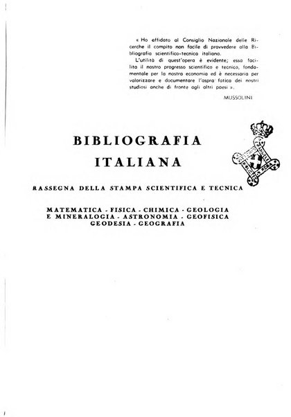 Bibliografia italiana. Gruppo A, Scienze matematiche, fisiche e biologiche, geografia