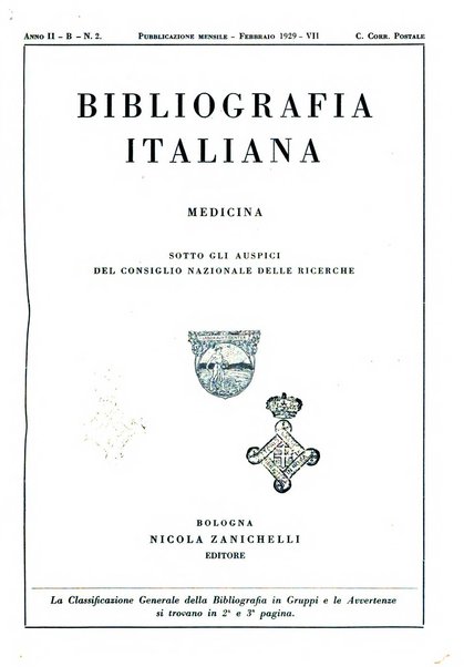 Bibliografia italiana. Gruppo B, Medicina