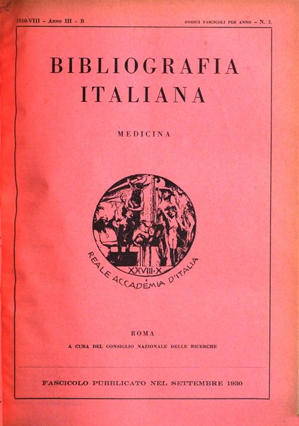 Bibliografia italiana. Gruppo B, Medicina